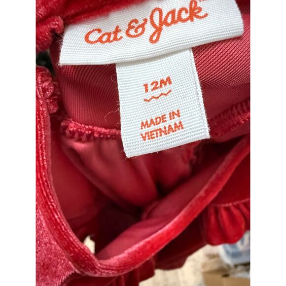 Cat & Jack 12 Month Red Velour Dress - Picture 3 of 3